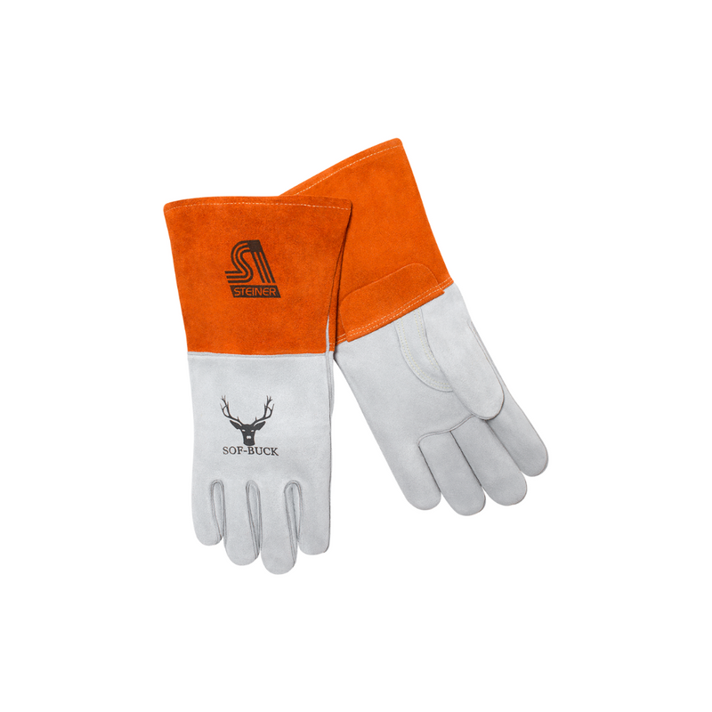 Steiner Sof-Buck™ Premium Heavyweight Split Deerskin MIG Welding Gloves - Fleece Cotton Lined, ThermoCore™ Foam Back, Long Cuff 02275