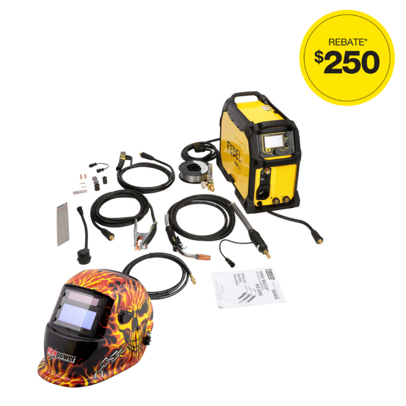 ESAB Rebel EMP 285ic Multi-Process Welder, 460-575 Volt, Three Phase & Firepower Auto Darkening Weld Helmet | 0558102556