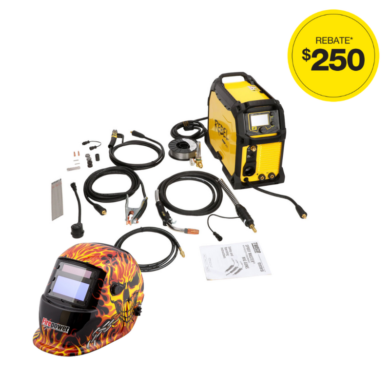 ESAB Rebel EMP 285ic Multi-Process Welder, 120/230 Volt, Single Phase & Firepower Auto Darkening Weld Helmet | 0558102554