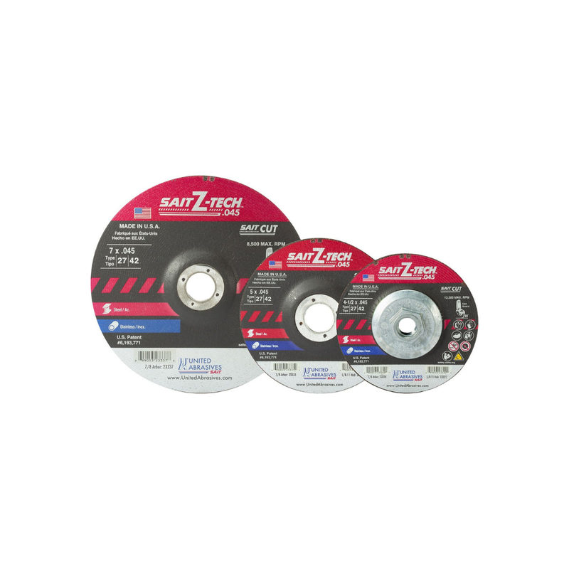 United Abrasives .045" Cutting Wheels Type 27/Type 42 Z-Tech™ 5"x .045" x 7/8" (Box of 50) 23335