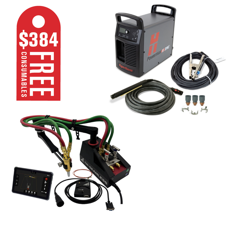 CN-Seamless Mach 1 Combo Kit Cutting System (Plasma & Oxy-Fuel Kit) and Hypertherm Powermax85 SYNC system, 200-600V 1/3-PH, CSA, CPC port, 180 degree machine torch, 7.6m (25&
