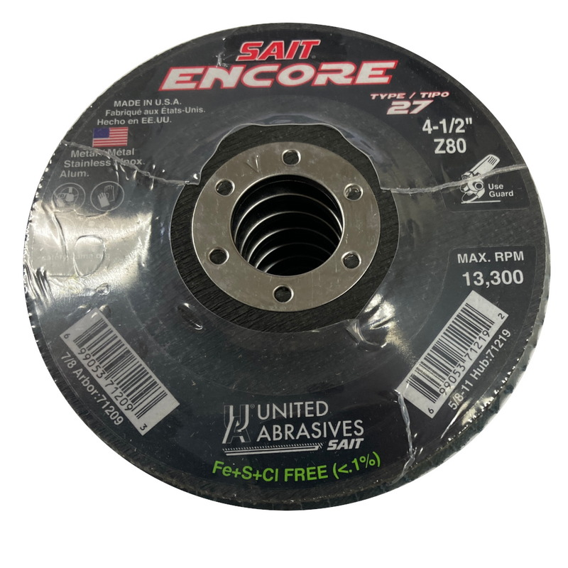 United Abrasives Encore – Type 27 Regular Density Flap Disc 71209