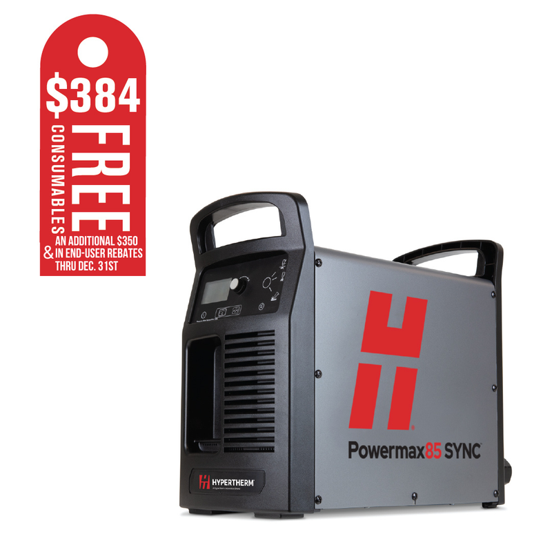 Hypertherm Powermax85 SYNC system, 200-600V 1/3-PH, CSA, CPC port, 180 degree machine torch, 15.2m (50&