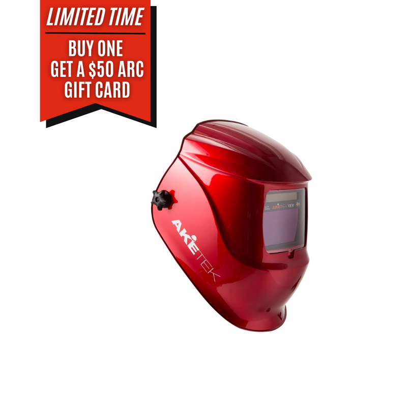 Aketek™ VIEW Metallic Red Welding Helmet 20005 *Free $50 Arc Gift Card