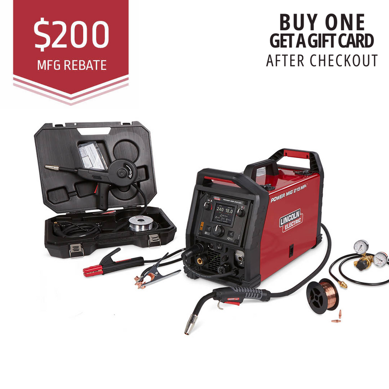 Lincoln Electric POWER MIG® 215 MPi™ Multi-Process Welder Aluminum One-Pak® K4877-1 *Free Arc Gift Card & Canvas Cover