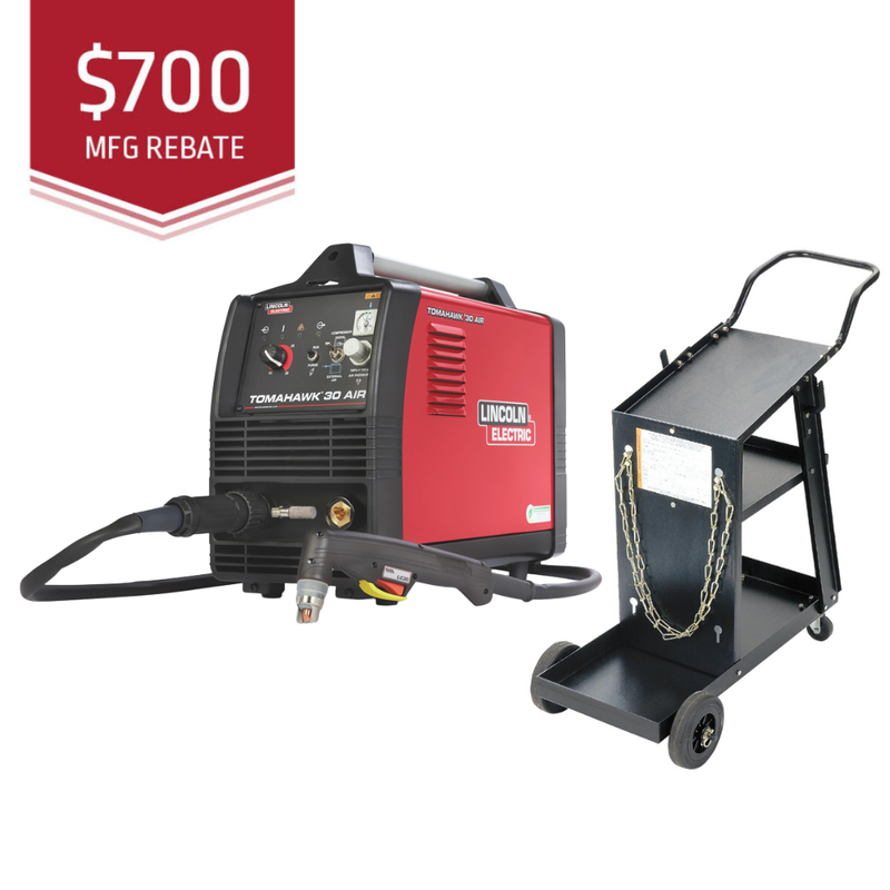 Lincoln Electric Tomahawk® 30 AIR Plasma Cutter with Hand Torch K5457-1 & Single Cylinder Rolling Cart