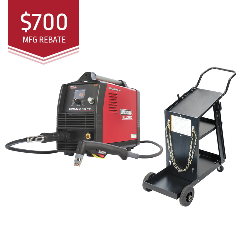 Lincoln Electric Tomahawk® 45 Plasma Cutter with Hand Torch K5458-1 & Single Cylinder Rolling Cart