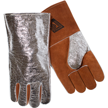 Steiner 02122 Heat Resistor™ Premium Side Split Cowhide Aluminized Back & Thumb Stick Welding Gloves - Wool Lined